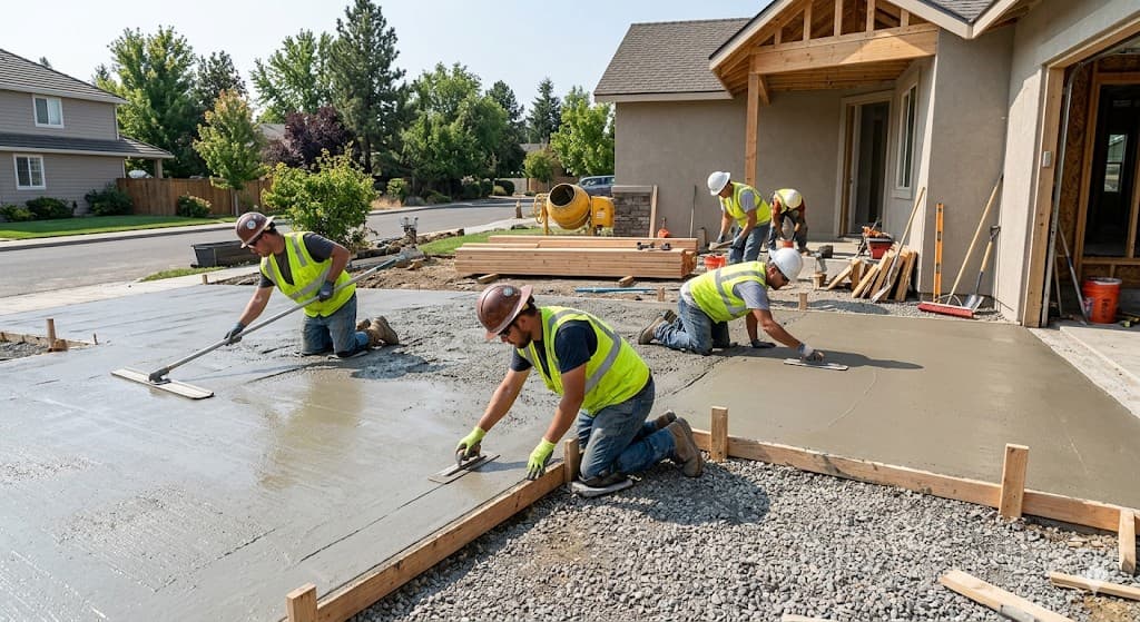 Concrete finishing on a jobsite